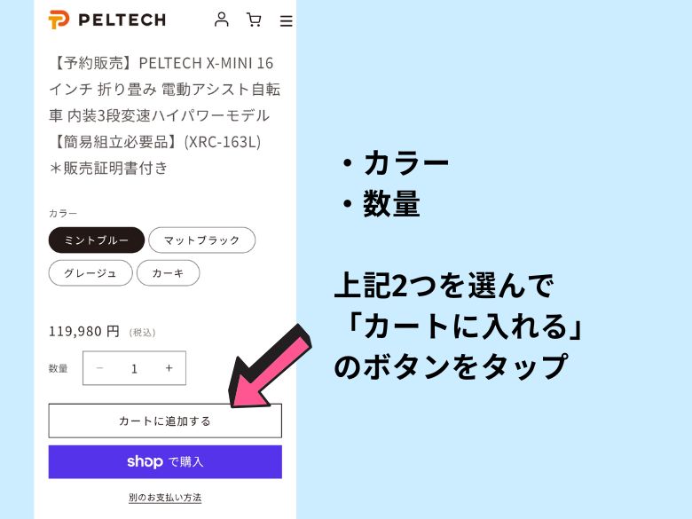 カラー・数量を選ぶ